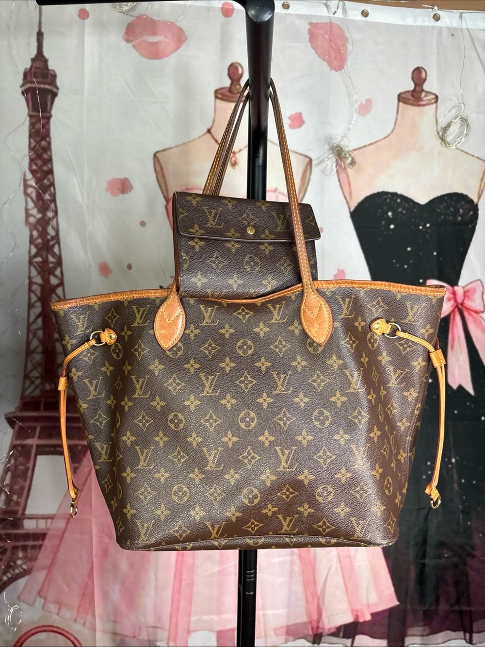 Louis Vuitton Neverfull MM Monogram Tote + Monogram Wallet 2-Piece Set